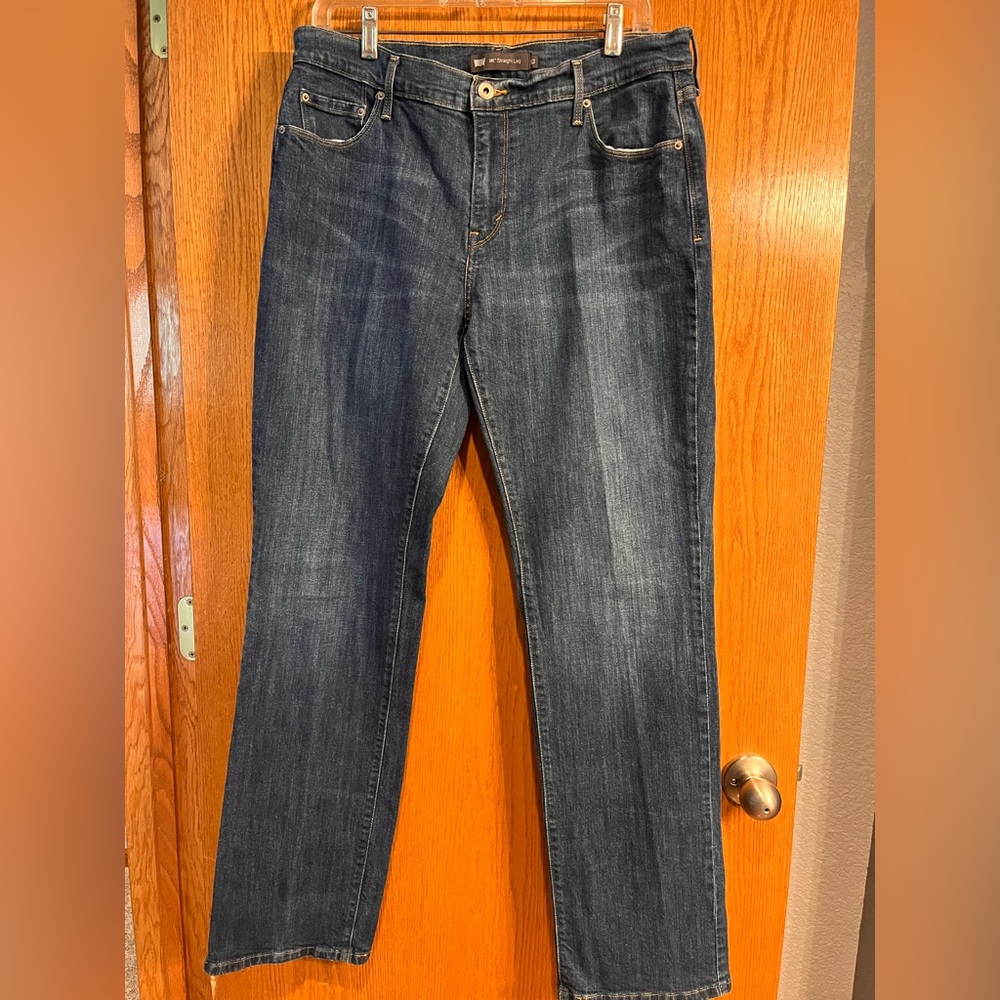 LEVI'S 505 Straight Leg Mid Rise Blue Denim Jeans Women's Size 12, 33 Inseam
